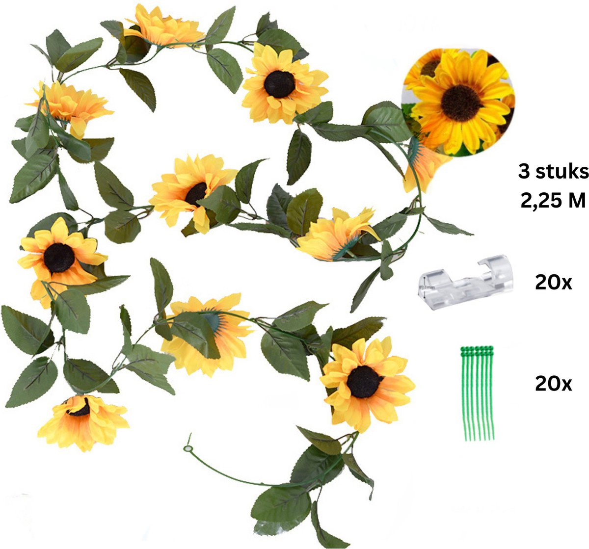 Joya Party® Zonnebloem Slinger Decoratie Set van 3 stuks | Kunsbloemen | Backdrop Planten Versiering voor Woonkamer & Feest | Kunstplant, Hangplant, Nepplant & Nep Plant | Feestversiering | Versiering Balkon